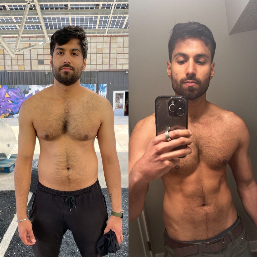 Before and After Image of Man Building Muscle