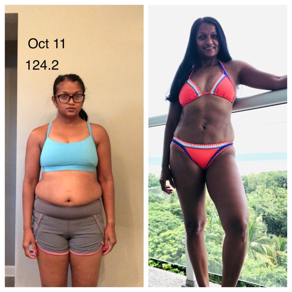 Before and after of woman who has gotten into shape