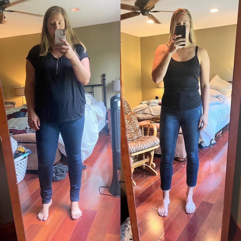 Before and After of woman losing weight